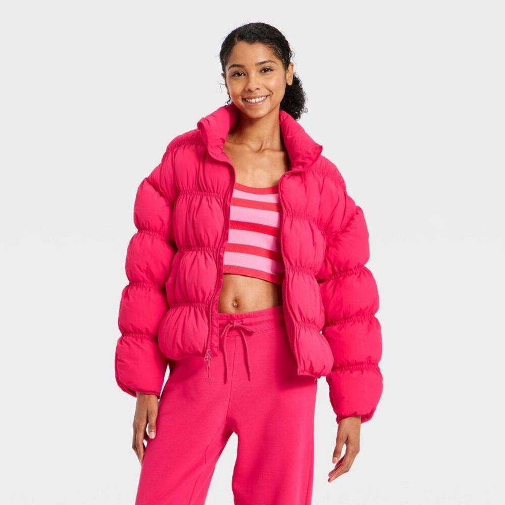 JoyLab - Women's Puffer Jacket - JoyLab Dark Pink XXS Dark Pink - Picture 1 of 3